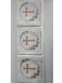Floral God Bless Napkins First Communion Decorations White Baptism Paper Napkins For Newborn Shower Baptism, First Communion, Christening Decorations - Multicolor - View 11