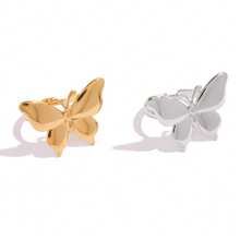 Frminee 2pcs/1pc Summer Butterfly 18k Gold Plated Stainless Steel Ring, Cute Insect Animal, Waterproof, Time For Daily Wear, Holiday Gift - Multicolor 2 - View 7