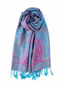 FADZOYLE 1件装奢华双面佩斯利花纹提花羊绒围巾，柔软大号披肩/围巾，可作头巾/罩袍/纱笼/头巾，适合晚礼服，四季皆宜。 - 彩色 - 查看 15