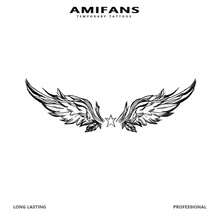 AMIFANS 半永久天使翅膀和星星纹身贴纸，可持续1-2周，持久耐用，果汁纹身，逼真纹身，浪漫纹身，仿真纹身，防水，外观逼真，小众设计纹身，水果纹身，植物纹身 - 黑色 - 查看 8