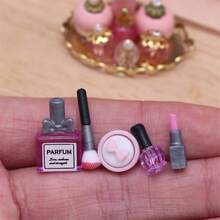 Pensulă de machiaj mini, ruj, parfum, pudră, decor compact model, accesoriu pentru scenă în miniatură, decor pentru casă în miniatură DIY, cadou de colecție pentru pasionați și entuziaști - Multicolor - Vizualizare 4