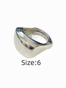 1 pieza Anillo de mujer de moda casual con diseño asimétrico trapezoidal, material de acero inoxidable 316, acabado chapado al vacío en oro de 18K, duradero, resistente al agua y que no se desvanece - Anillo trapezoidal irregular para mujer - Ver 11