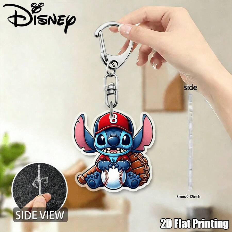 Disney {Valentine's Day} 1PC Stitch Fashionable Acssory, Practical Lightweight And Durable Materia Keychain, .2D Flat Printing. - Multicolor - View 1