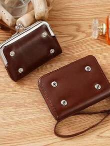 Mini Vintage Credit Card Holder, Retro Snap Coin Purse, Women Fashion Wallet Wristlet - Multicolor - View 3