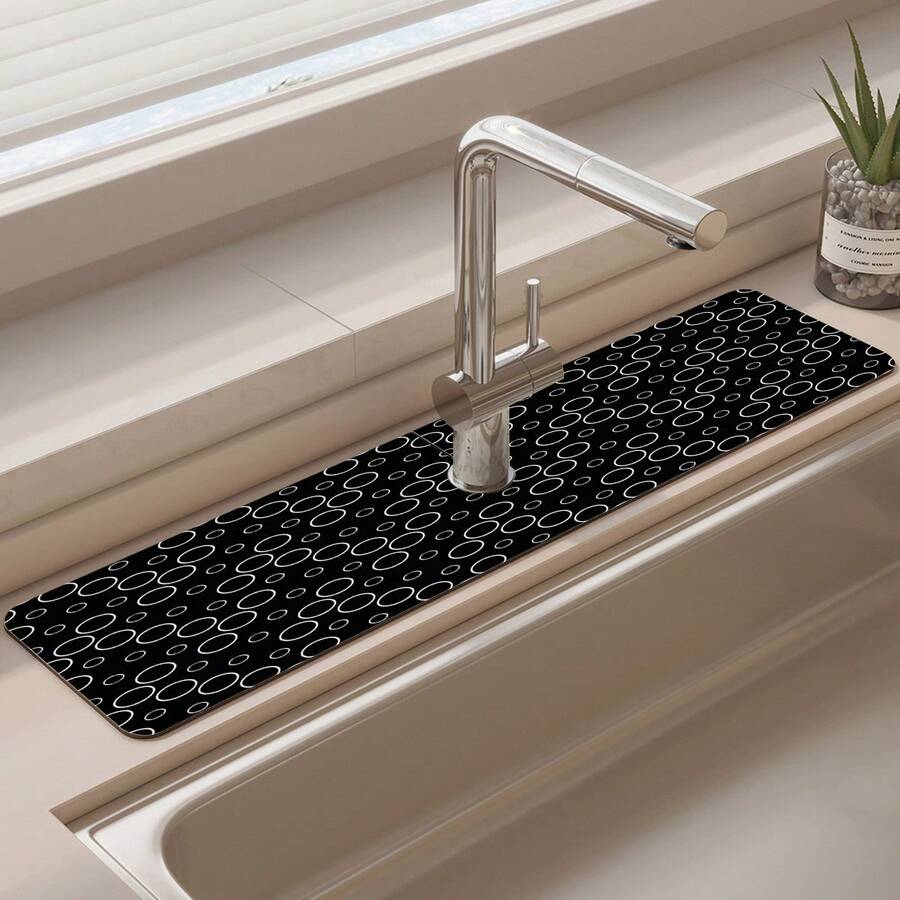 1pc, Sink Faucet Suction Pad, Drainage Pad, Kitchen, Bathroom Sink, Countertop, Drainage Pad, Diatomite Washbasin, And Cuttable Quick-Drying Pad.
