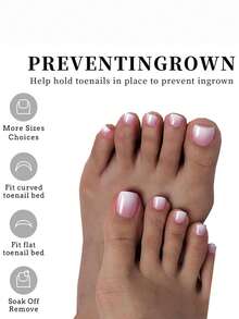 Toe Nail Press Ons, French Tips Toe Press On Nails, 120pcs Square Pre-Designed Soft Gel Thick False Toenail Extension, Berry Pink Full Cover Acrylic For DIY 12 Sizes - Coral Pink - View 4