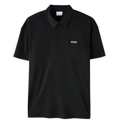 Columbia Áo polo thể thao nam in chữ và vá