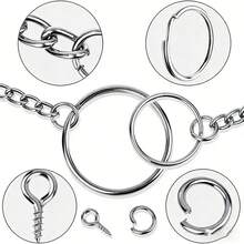 90pcs/Set Keychain Accessories, Suitable For Handmade, Resin Keychain, Including Keyring With Chain, Split Ring, Screw Eye Pins, For DIY Keychain Making - 20pcs Keyrings, 30pcs Jump Rings, 40pcs Screw Eye Pins - 90Pcs/Set - View 2
