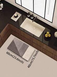 1pc Silica Gel Kitchen Floor Mat, Minimalist Colorblock & Vertical Stripe Pattern, Morandian Gray & Beige Tones, Clean-Cut Modern Simplicity, Suitable For Kitchen, Bathroom, Entryway, Laundry Room, Bedroom, Living Room Decor - متعدد الألوان - مشاهدة 12