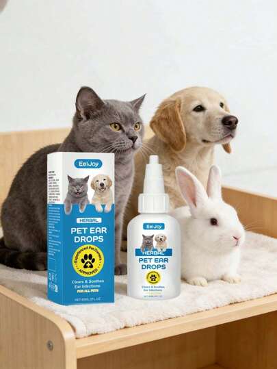 Pet Ear Cleansing Liquid, Gentle Cleaning For Earwax And Secretions, Suitable For Cats, Dogs And Rabbits. This Pet Ear Care Set Is Designed Specifically For Daily Gentle Ear Care For Cats, Dogs And Rabbits. The Delicate Formula Can Gently Act On The Ear Canal, Helping To Remove Earwax And Excess Secretions, Relieve Ear Discomfort And Maintain A Fresh State.