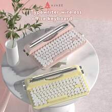 ATTACK SHARK AJAZZ AF84 Wireless Typewriter Keyboard, Cute Retro Aesthetic Design With Integrated Stand For Tablet, Phone, Mixed Color Retro Round Keycaps, 2.4Ghz Wireless/Bluetooth For Table,/PC/Win,Christmas Gift/Xmas Gift/New Year 2026/Holiday / Xmas Edition/Gift For Kids/Gift For Family/Year-End - View 5