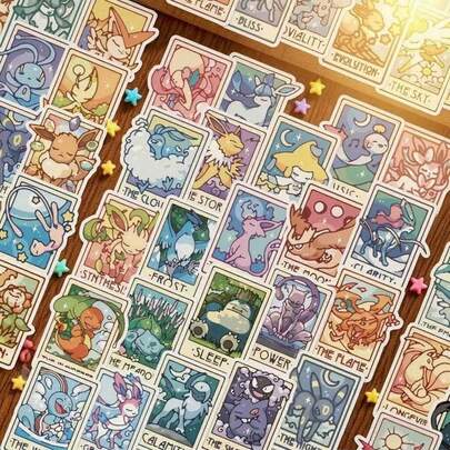 45张/90张 2026 卡通动漫可爱塔罗牌风格装饰贴纸，包括贴纸艺术、装饰贴纸、贴纸绘画，适用于计划本、日记、文具、笔记本电脑、保险杠、滑板、水瓶、电脑、手机、卡通、汽车贴纸和家居装饰，用途广泛。