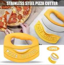 Premium Pizza Cutter Food Chopper With Protective Cover Blade Pizza Knife Pizza Cutter Rocker, Perfect Kitchen Gadgets For Pizza Cutting Home Essentials, Pizza, Cheesecake And Desserts Are Essential For Outdoor Activities And Parties. - Yellow - View 1
