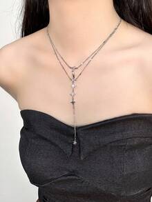 2026 独特设计多层项链，月亮星星吊坠身体链项链，优雅女士颈链，夏季 - 彩色 - 查看 6