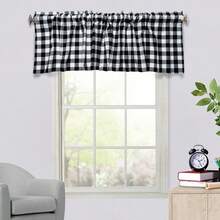 BDK-W6125 New Plaid Curtain, Multi-Color Options, Durable, Easy Care, Suitable For Kitchen Cooking, Floral Arranging, Catering Services And Other Scenarios, Comfortable And Practical With Aesthetic Appeal - Black and White Checkered Pattern - View 5