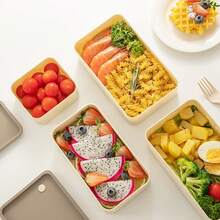 Portable Double-Layer Plastic Lunch Box With Cutlery & Insulation Bag & Sauce Box, Microwave Heatable Fruit Salad Food Container, Large Capacity Bento Box Set Suitable For Students & Adults Use In Home, School, Office,Outdoor Picnics,Back To School - Multicolor - View 5