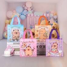CARRIECUR Felt Material Hamster Pattern Gift Bag With Handle, Multi-Color Hamster Theme Birthday Baby Shower Easter Christmas Wedding Bridal Shower Party Decor Reusable Candy Gift Bag - View 2