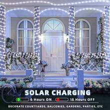 Solar LED String Lights, Warm White/White/Multi-Color Options, Soft Transparent PVC Solar Outdoor Lights, 8 Modes, IPX4 Waterproof, Suitable For Holiday & Garden Decor - white light - View 6