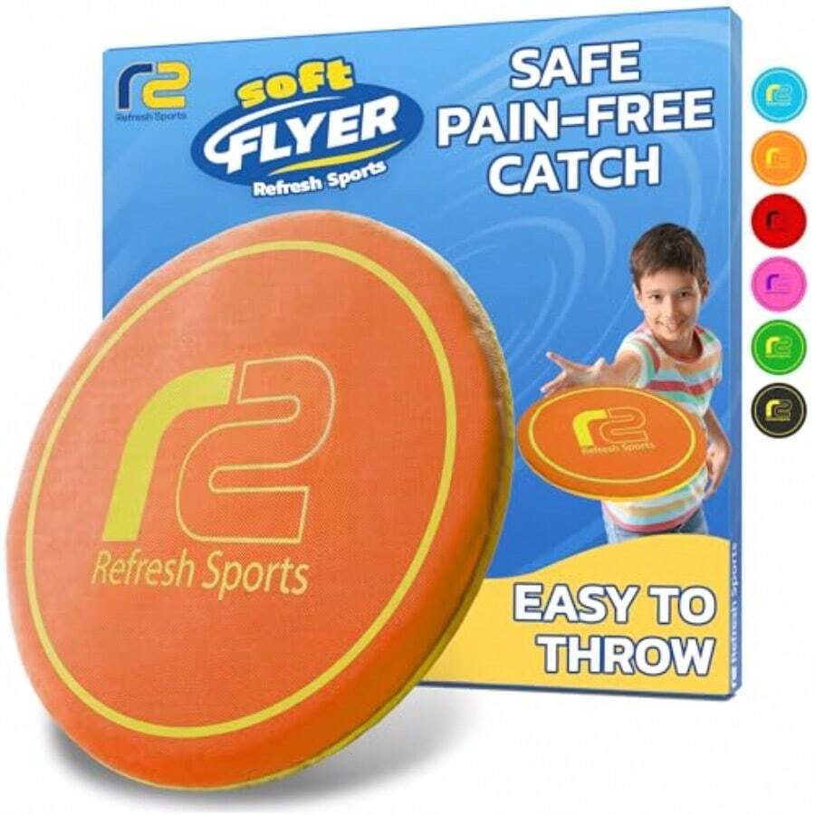 Refresh Sports Fun Flying Toy Regalo de Pascua para niños adolescentes y adultos disco suave de playa diseño duradero Flota en el agua - Relleno de cesta de Pascua para adolescentes - Friisbee - Naranja y amarillo - Ver 1