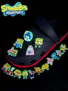 SpongeBob SquarePants 10/20个海绵宝宝、章鱼人、珊迪、蟹老板、小蜗卡通发光鞋扣，VC软橡胶鞋扣，DIY鞋配件 - 彩色 - 查看 6