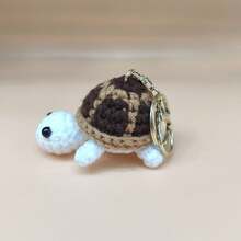 1个可爱小乌龟金色钥匙扣迷你手工钩织娃娃吊坠羊毛钩织小乌龟饰品针织钥匙扣吊坠女士包包配饰汽车钥匙扣 - 彩色 - 查看 9