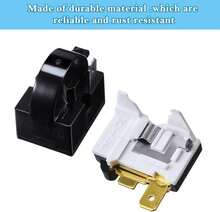 Mudder QP2-47 PTC Starter Relay 1 Pin Refrigerator Starter Relay And 6750C-0005P Overload Protector Compatible With LG Refrigerator Compressor, 2 Pieces In Total - White - View 3