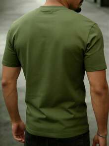 GRDR Men's Fashionable Versatile Solid Color T-Shirt - Minimalist Casual Daily Short Sleeve - Green - View 3