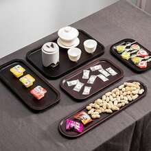 Brown Wooden Rectangular Tray, Home Dessert Plate, Hotel Restaurant Coffee Plate, Tea Tray, Fruit, Sushi, Steak, Bread, Snack Wooden Display Plate, Easter - Brown - View 2