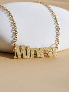 Personalized Jewelry Name Necklace, Stainless Steel Gold Color Customizable Font Letter Pendant Necklace, Suitable For Men And Women, Unique Ideal Gift For Girlfriend, Mom, Family, Friend, Daughter, Anniversary, Valentine's Day, Mother's Day, Birthday, Graduation, Daily Wear, Wedding, Prom - Gold-frosted - View 7