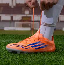 Adidas 男鞋女鞋新款F50高階2G/3G短釘AG人草成人足球鞋 - 橙色/藍色 - 查看 3