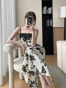 Women Long Dresses - Black and White - View 8