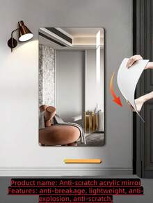 1pc, Modern Acrylic Mirror Wall Wall Decor Full Body Mirror ,Home Decor Living Room 2mm Thick, House Decor Frameless, Room Decor Plastic Wall Mount, Bathroom Vanity Mirror, Room Decoration Stuff Living Room Decor Bathroom Bedroom Decor - Silver - View 5