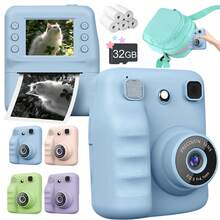 Appareil photo selfie instantané pour enfants, caméra numérique HD 1080P, appareil photo instantané multifonction avec cadres amusants et filtres de couleur, délai de prise de vue de 3s/5s/10s, cadeau de Noël et d'anniversaire pour les enfants de 3 à 12 ans, cadeau de rentrée scolaire - A29 - Voir 3