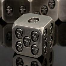 Set Of 6 Handmade Metal Skull Dice, Creative Party Gift And Decor, Suitable For Halloween, Thanksgiving, Birthday, Ladies Party, Bar, Adult Milestone, Christmas, Easter - No Power Needed, Non-Financial, Feather-Free - Grey - View 2