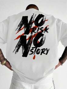 Camvyn Men's Casual Short Sleeve T-Shirt With Slogan Print, Drop Shoulders, Loose Fit And Breathable. Ideal For Summer. - 布蘭克 - 查看 1