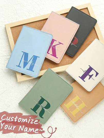 1pc Of Personalized Passport Cover With Custom Name And Initials, Stylish Monogram Design, Colorful Initial Document Holder, A Unique Travel Gift For Birthdays, Weddings, Or For A Special Friend