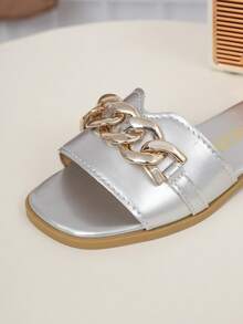 Dép đi ngoài trời thời trang cho trẻ em, giày bệt mùa hè, dép xăng đan, giày mới cho bé gái, giày đi biển thu hút sự chú ý. - Bạc - Xem 7