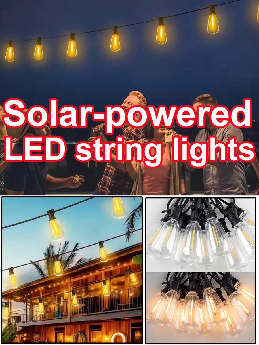 30/15 LED Solar String Lights, IP67 Waterproof, Dual USB Charging, High Brightness 3A Bulbs, Suitable For Outdoor Pubs, Cocktail Bars, Background Wall Decor To Create Ambiance - ST38 - View 1