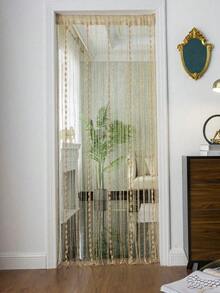 1PC Door String Curtain Fashionable Flat Gold Ribbon Thread With Shaggy Tassel Room Divider Window Door Decor For Home Bedroom Living Room - Multicolor - View 2