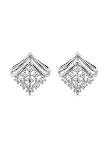 一对装饰几何耳环，复古金色多层水晶耳环，适合婚礼晚宴礼服的奢华珠宝 - 銀色 - 查看 4