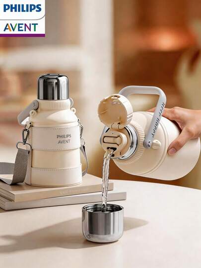 Philips Avent 316不锈钢保温水瓶，带吸管，1000毫升/35盎司儿童水瓶，五层保温，瓶盖可作杯子使用，适合居家和户外使用