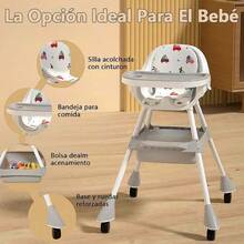 Ajustable Silla Periquera Bebé Alta Para Comer Con Bandeja - Gris - Ver 7