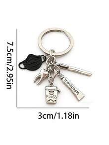 1pc Fashionable Toothpaste, Toothbrush, Keychain, Dental Keychain, Jewelry, Alloy Keychain, Versatile Bag Decoration, Phone Case Decoration, Suitable For Giving Friends As A Gift, Suitable For Giving Doctor Friends, Suitable For Backpack Decoration Gifts For Mother, Father, Graduation, And Teacher - Multicolor - View 3