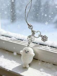 Móc khóa hình rái cá biển bằng nhựa giả lông, hình động vật biển hoạt hình dễ thương, phụ kiện túi xách, ốp tai nghe, dây đeo điện thoại. - trắng - Xem 2