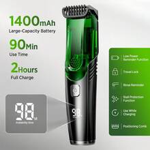 Hailicare 专业无线男士电动理发器和胡须修剪器 - 理发套装，带 USB 充电、IPX6 防水电动剃须刀、电动剃须刀 - 綠色 - 查看 5