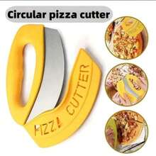Premium Pizza Cutter Food Chopper With Protective Cover Blade Pizza Knife Pizza Cutter Rocker, Perfect Kitchen Gadgets For Pizza Cutting Home Essentials, Pizza, Cheesecake And Desserts Are Essential For Outdoor Activities And Parties. - Yellow - View 5