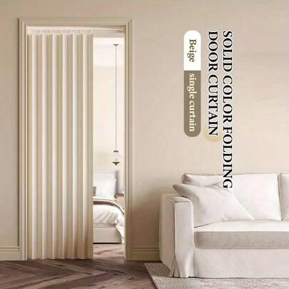 1 pieza Cortina plegable con pliegues | Cortina divisoria resistente al viento | Incluye ganchos y correa de almacenamiento | Diseño moderno de poliéster | Adecuado para sala de estar, dormitorio y cocina | Disponible en varios colores y tamaños | Diseño de fácil cuidado | Elegante cortina para sala de estar | Cortina divisoria para dormitorio | Diseño plegable | Textura suave