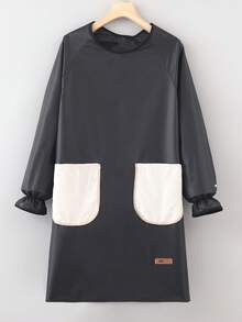 1pc New Wipeable Double Pocket Long Sleeve Apron, Suitable For Kitchen, Housework, Baking, Cooking, Gardening, Painting, Fishing, Anti-Stain Waist Apron For Men And Women, Food Service, Multiple Colors Available - Multicolor - View 14