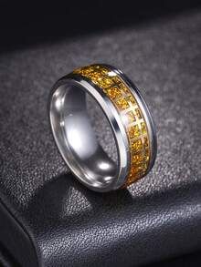 1pc Stainless Steel Gold Cross Signet Ring For Men - Gold - View 12