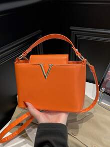 Sac à main de luxe pour femme, sac de marque avec texture tissée haut de gamme, nouveau sac fourre-tout à la mode 2026 avec grande capacité, sac cabas rétro décontracté de style de rue brillant haut de gamme, style minimaliste de célébrité - Orange - Voir 8